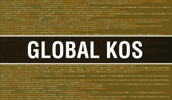 Conceito Kos Global Com Partes Aleatórias Código Programa Texto Kos — Fotografia de Stock