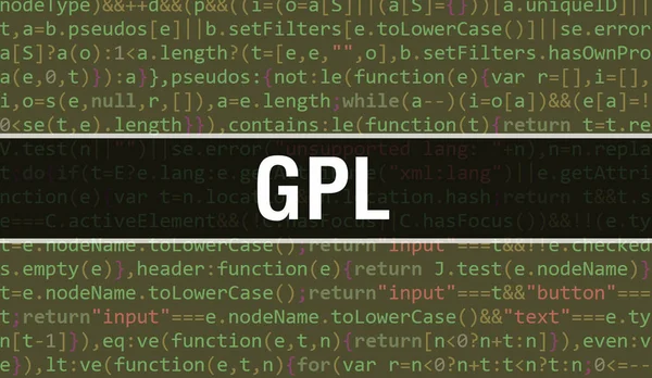Conceito Gpl Com Partes Aleatórias Código Programa Texto Gpl Escrito — Fotografia de Stock