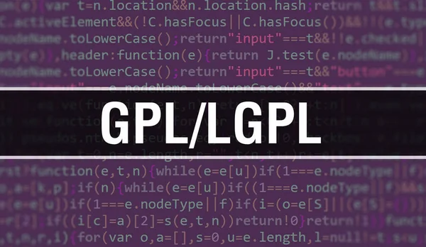 Texto Gpl Lgpl Escrito Código Programação Background Tecnologia Abstrata Desenvolvedor — Fotografia de Stock