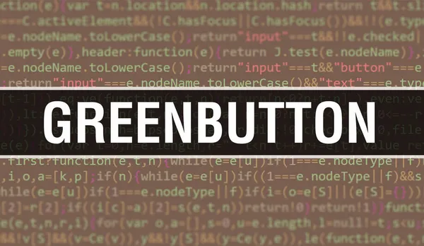 Εικόνα Έννοιας Greenbutton Χρησιμοποιώντας Κώδικα Για Την Ανάπτυξη Προγραμμάτων Και — Φωτογραφία Αρχείου