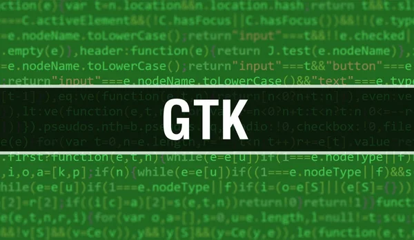 프로그램 프로그램을 개발하기위한 코드를 사용하여 Gtk 어두운 배경에 브라우저보기에 다채로운 — 스톡 사진