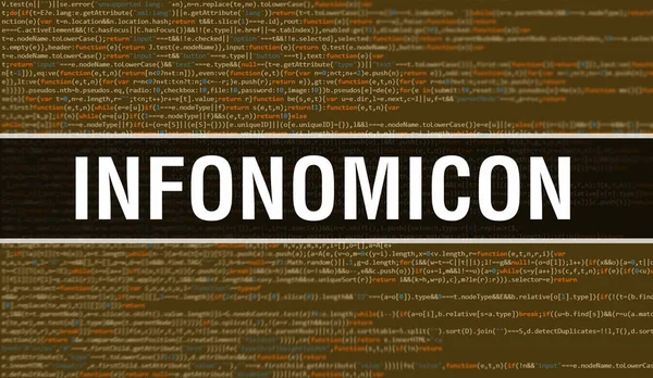 Infonomicon Con Fondo Tecnología Digital Código Binario Fondo Abstracto Con —  Fotos de Stock