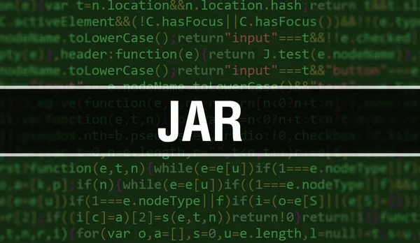Концепция Jar Произвольными Частями Программного Кода Текст Jar Написан Абстрактном — стоковое фото