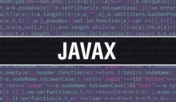 Javax ve Dijital Java kod metni. Javax ve Bilgisayar yazılım kodlama vektör kavramı. Java kodlama betiği programlanıyor, Javax ekranda gösterildiği gibi dijital program kodu