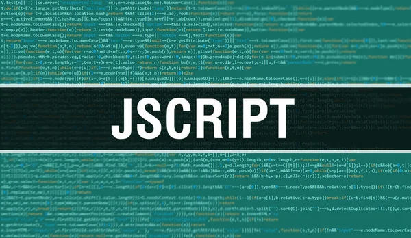 Jscript Random Parts Program Code 프로그래밍 코드를 Jscript 소프트웨어 개발자와 — 스톡 사진