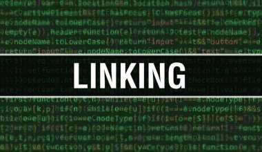 Program ve uygulama geliştirmek için kod kullanılarak konsept illüstrasyonu bağlanıyor. Web sitesi kodu koyu arkaplandaki tarayıcı görünümündeki renkli etiketlerle bağlanıyor. İkili bilgisayar koduna bağlanılıyor, geri grup