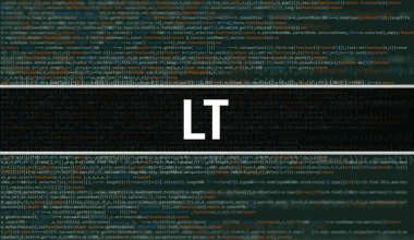 Dijital Java kod metniyle LT. LT ve Bilgisayar yazılım kodlama vektör kavramı. Java kodlama betiği programlanıyor, ekranda LT ile birlikte dijital program kodu