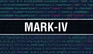 Programlama kodları üzerine yazılmış MARK-IV metin soyut teknoloji arkaplan yazılım geliştirici ve Bilgisayar betiği. Mark-IV bilgisayar monitöründe kod kavramı. MARK-IV programlama web oturumu kodlanıyor