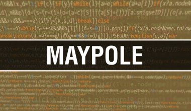 Programın Rasgele Parçaları ile Maypole konsepti. Yazılım geliştiricisi ve bilgisayar senaryosunun programlama kodlu soyut teknoloji arka planına sahip Maypole. Maypole Arkaplanı