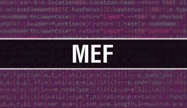 Soyut Teknoloji İkili Kod Arkaplanı olan MEF. Dijital ikili veri ve Güvenli Veri Kavramı. Yazılım / Web Geliştirici Programlama Kodu ve MEF. MEF Javascript Soyut Bilgisayar Betiği