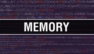 Dijital Java kod metni ile bellek. Hafıza ve Bilgisayar yazılım kodlama vektör kavramı. Senaryo Java programlanıyor, ekranda Bellek resimli dijital program kodu