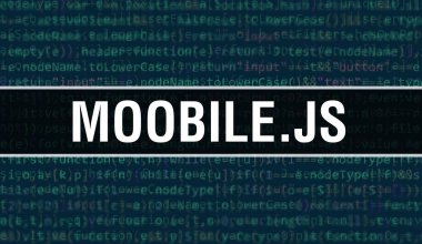 Soyut Teknoloji İkili Kod Özgeçmişi olan Moobile.js. Dijital ikili veri ve Güvenli Veri Kavramı. Yazılım