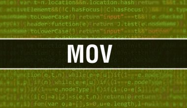 Programın Rastgele Parçaları filmindeki mov konsepti. Bilgisayar betiği ve yazılım geliştiricisinin programlama kodları soyut teknoloji arka planına sahip mov. mov Arkaplan consepsi