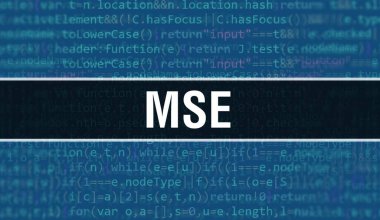 Programın Rastgele Parçaları ile MSE konsepti. Bilgisayar betiği ve yazılım geliştiricisinin programlama kodları soyut teknoloji arka planına sahip MSE. MSE Arkaplan gözlemi