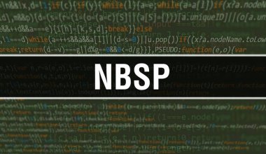 Dijital Java kod metni ile NBSP. NBSP ve Bilgisayar yazılım kodlama vektör kavramı. Senaryo Java programlanıyor, ekranda NBSP olan dijital program kodu