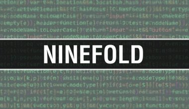 Soyut Teknoloji İkili Kod Arkaplan Sistemi ile dokuz kez. Dijital ikili veri ve Güvenli Veri Konsepti. Yazılım