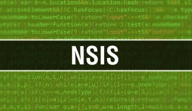 Programın Gelişigüzel Parçaları ile NSIS konsepti. Yazılım geliştiricisi ve Bilgisayar betiği için programlama kodları soyut teknoloji arka planına sahip NSIS. NSIS Arkaplan Görevi