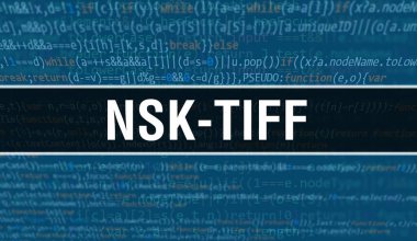 Dijital Java kod metniyle NSK-TIFF. NSK-TIFF ve Bilgisayar yazılım kodlama vektör kavramı. Senaryo Java programlanıyor, ekranda NSK-TIFF olan dijital program kodu
