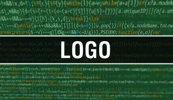 Logotipo Con Tecnología Abstracta Fondo Código Binario Datos Binarios Digitales —  Fotos de Stock