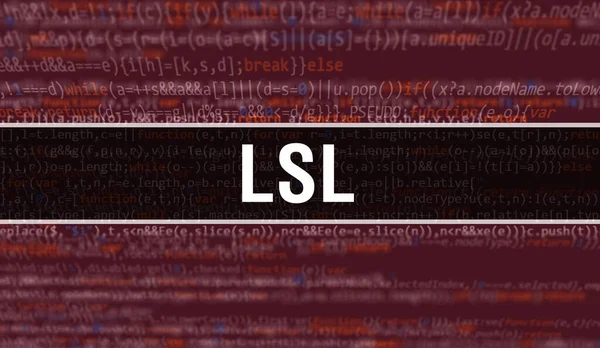 プログラムコードの乱数部分を持つLsl概念 ソフトウェア開発者とコンピュータスクリプトのプログラミングコード抽象技術の背景を持つLsl Lslの背景 Conep — ストック写真