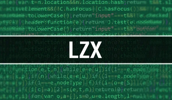 Lzx Tekst Geschreven Programmeercode Abstracte Technologie Achtergrond Van Software Ontwikkelaar — Stockfoto