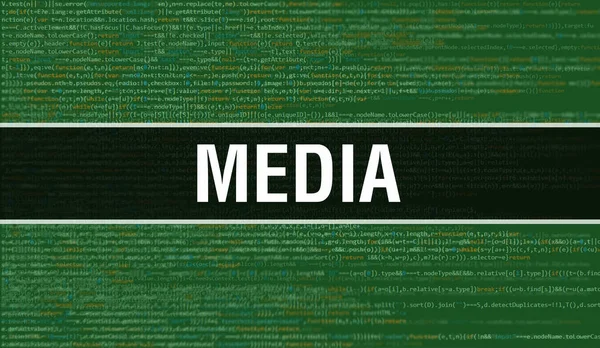 Média Koncepció Random Parts Program Code Media Szöveget Írt Programozási — Stock Fotó