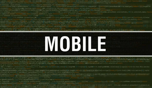 Mobile Concept Random Parts Program Code Mobile Text Written Programming — Stock Photo, Image