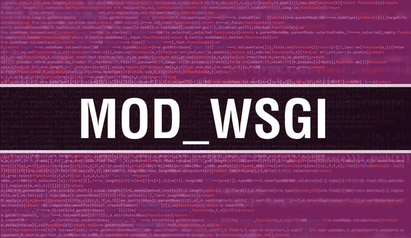 Концепція Mod_Wsgi Випадковими Частинами Тексту Program Code Mod_Wsgi Написаного Коді — стокове фото