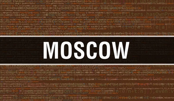 Текст Moscow Написаний Основі Абстрактних Технологій Програмування Коду Розробника Програмного — стокове фото