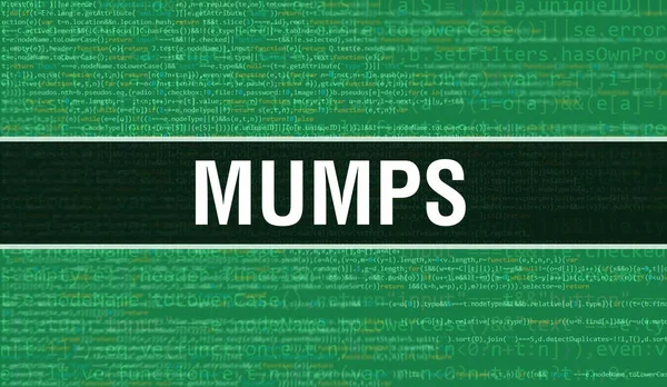 Mumps 텍스트는 소프트웨어 개발자와 컴퓨터 스크립트의 추상적 프로그래밍 코드에 작성되었다 — 스톡 사진