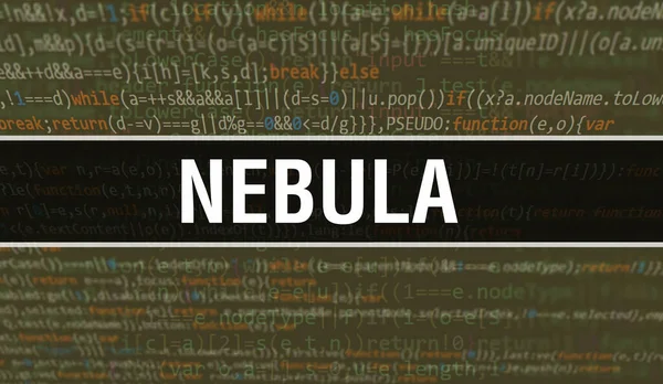 Nebulosa Com Texto Código Java Digital Nebula Conceito Vetor Codificação — Fotografia de Stock