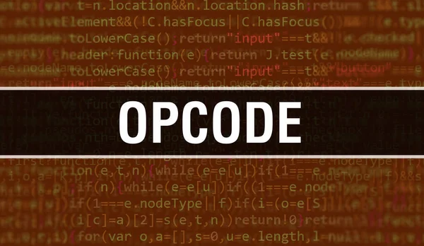 프로그램 코드의 Random Parts Program Code Opcode Text 개념은 소프트웨어 — 스톡 사진