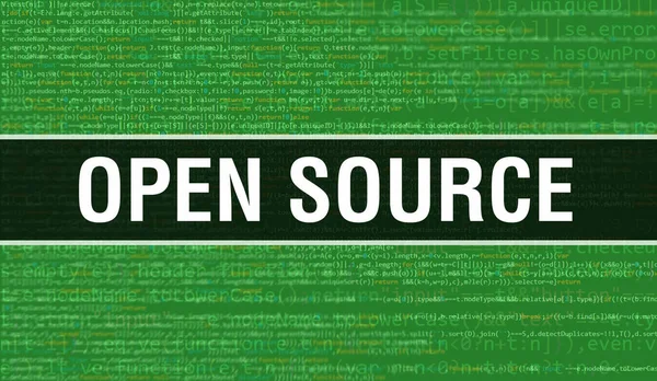 开放源代码与数字Java代码文本 开源和计算机软件编码向量的概念 编程编码脚本Java 屏幕插画上的开源数字程序代码 — 图库照片