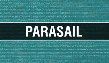 Dijital Java kod metni ile ParaSail. ParaSail ve Bilgisayar yazılım kodlama vektör kavramı. Senaryo Java programlanıyor, ekranda ParaSail olan dijital program kodu