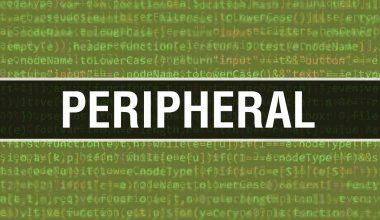 Çevresel, ikili kodlu dijital teknoloji geçmişi var. Program kodu ve çevresel olan soyut bir arkaplan. Programlama ve kodlama teknolojisi geçmişi. Program listesi olan çevresel