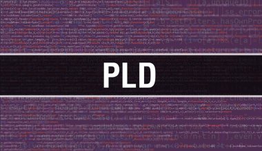 Dijital Java kod metni ile PLD. PLD ve Bilgisayar yazılım kodlama vektör kavramı. Java kodlama betiği programlanıyor, ekranda PLD olan dijital program kodu
