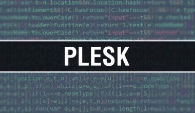 Programın Random Parts of Program Kodu ile Plesk konsepti. Programlama kodları üzerinde yazılan yazılım geliştiricisi ve Bilgisayar betiği soyut teknoloji arkaplanı. Teknoloji kodu Backgroun olan Plesk
