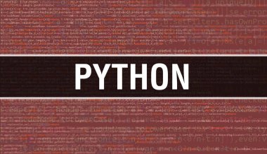 Dijital Java kod metni ile PYTHON. PYTHON ve Bilgisayar yazılım kodlama vektör kavramı. Senaryo Java programlanıyor, ekranda PYTHON olan dijital program kodu