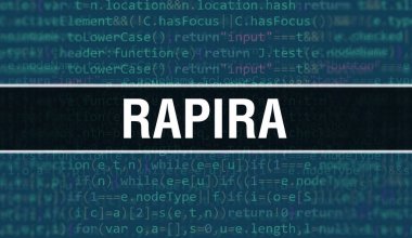 Programın Random Parts of Program Kodu ile Rapira konsepti. Program geliştiricisi ve Bilgisayar betiğinin programlama kodu soyut teknoloji arkaplanı üzerine yazılmış Rapira metni. Teknoloji Morinası ile Rapira