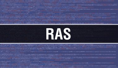 Soyut Teknoloji İkili Kod Arkaplanı olan RAS. Dijital ikili veri ve Güvenli Veri Kavramı. Yazılım / Web Geliştirici Programlama Kodu ve RAS. RAS Javascript Soyut Bilgisayar Betiği