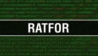 Programlama kodunun Random Parts of Program Kodları ile Ratfor kavramı. Bilgisayar betiği ve yazılım geliştiricisinin programlama kodu soyut teknoloji arka planı üzerine yazılmış metin. Teknoloji Morina ile Fare
