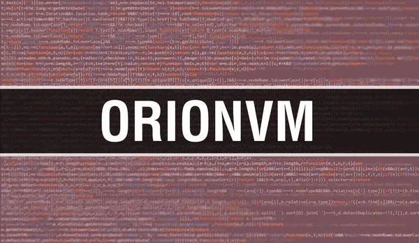 Orionvm Konsepti Program Kodunun Rastgele Bölümleri Yazılım Geliştiricisi Bilgisayar Yazılımının — Stok fotoğraf