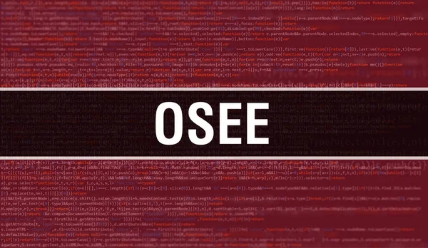 Osee Abstract Technologyバイナリコードの背景デジタルバイナリデータとセキュアデータコンセプト ソフトウェア Web開発者プログラミングコードとOsee Osee Javascript概要Computer Scrip — ストック写真