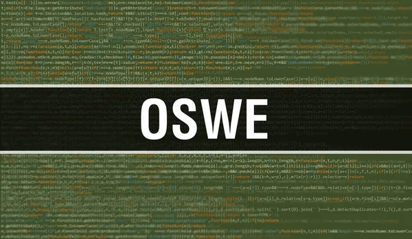 Oswe Koncept Náhodnými Částmi Programového Kódu Oswe Programovacím Kódem Abstraktní — Stock fotografie