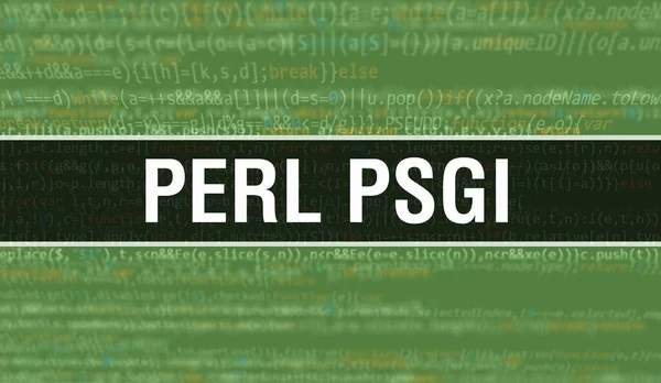 Psgi 텍스트는 소프트웨어 개발자와 컴퓨터 스크립트의 추상적 프로그래밍 코드에 작성되었다 — 스톡 사진