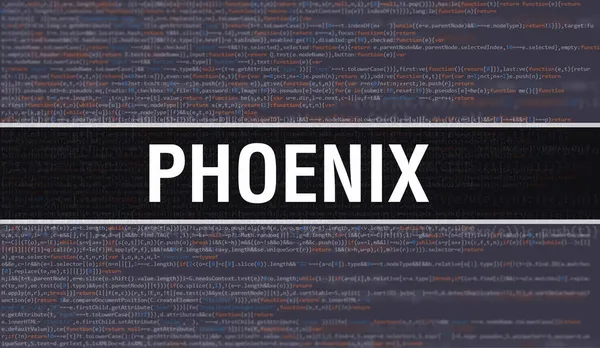 Phoenix Met Abstract Technologie Binary Code Achtergrond Digitale Binaire Data — Stockfoto