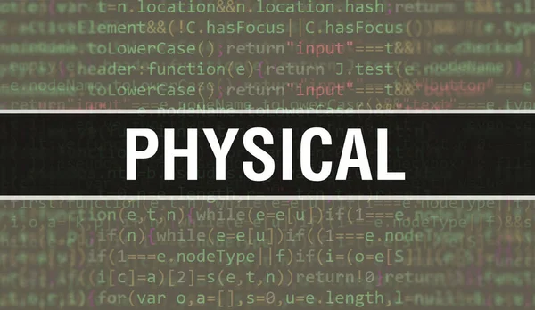 Fysisch Concept Met Random Parts Program Code Fysische Tekst Geschreven — Stockfoto