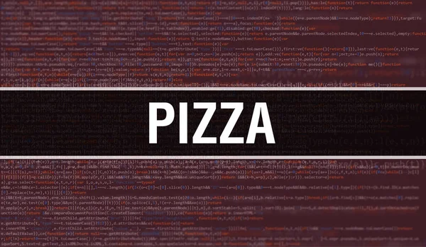 Pizza Abstract Technology Binary Code Background Digital Binary Data Secure — Stock Photo, Image