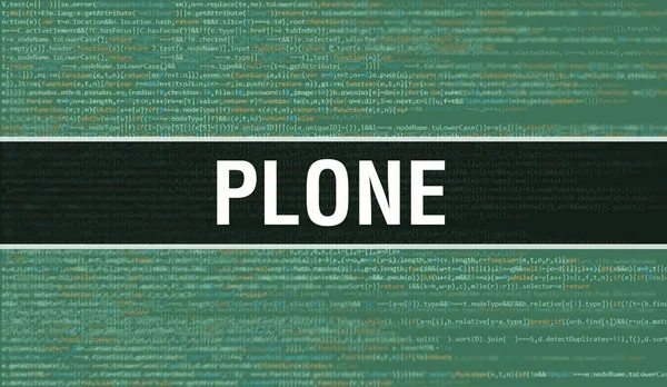 Plone Concept Random Parts Program Code Плутон Программным Кодом Технологическим — стоковое фото