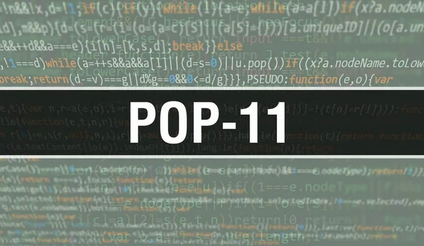 Ilustração Conceito Pop Usando Código Para Desenvolver Programas Aplicativos Código — Fotografia de Stock